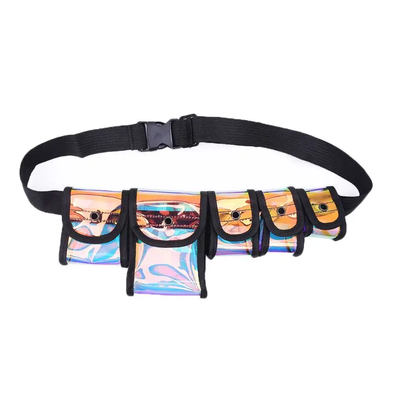 Fashion Unisex Transparent Waist Bags Fanny Pack Men Women Shoulder Chest Bag Multi-pocket Mini Holographic Belt Bum Bag - Цвет: 02