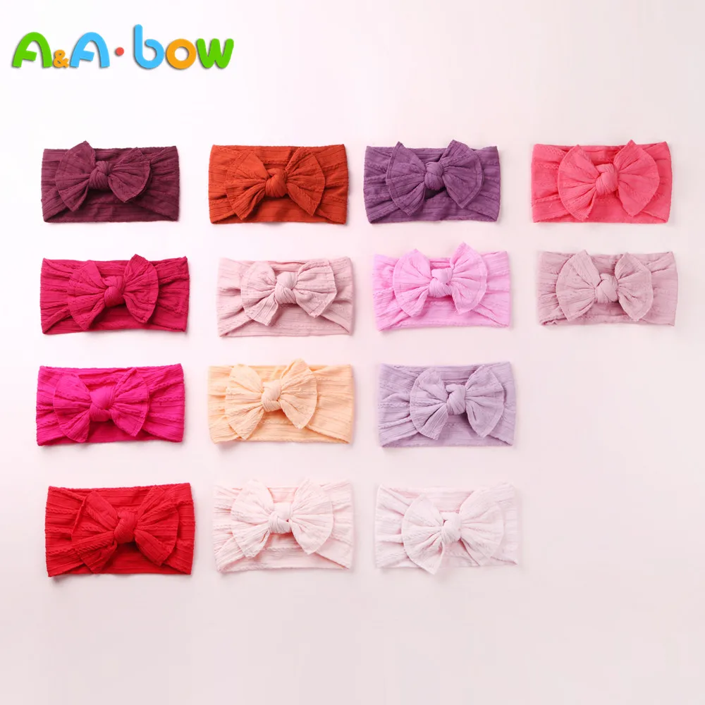 1PCS New Braid Nylon Bow Headbands Cable Knit Solid Wide Turban Baby Girls Head Wrap Hair Accessories 27 colors | Детская одежда и