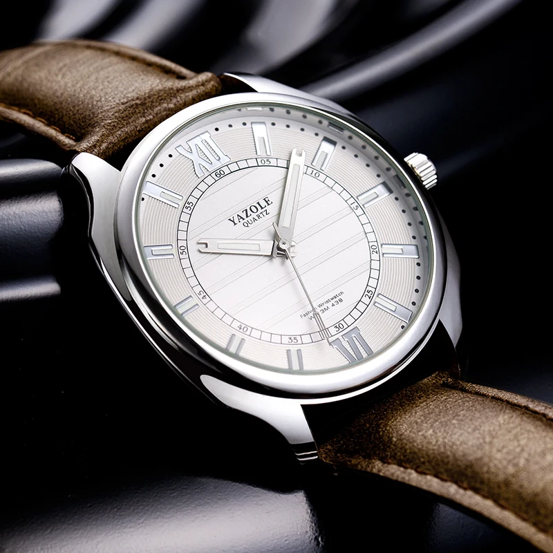Мужские часы YAZOLE модные кожаные мужские Erkek Kol Saati Reloj Hombre спортивные