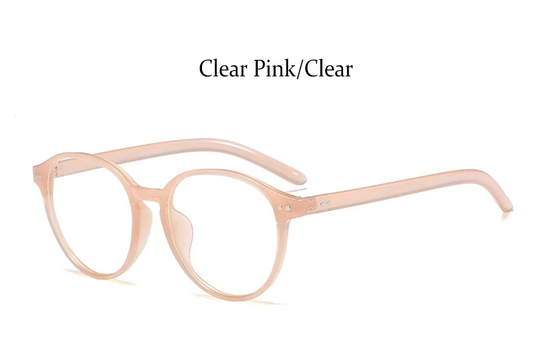 Clear Pink Clear Круглые очки, прозрачные женские очки, Ретро стиль, прозрачные компьютерные поддельные очки, оправа для очков, оправа для женщин - Цвет оправы: Clear Pink Clear