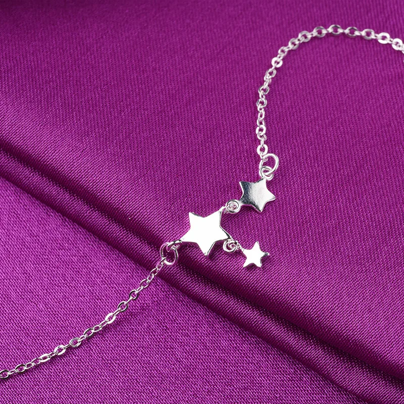 Регулируемые браслеты из стерлингового серебра 925 пробы с кисточкой и звездой