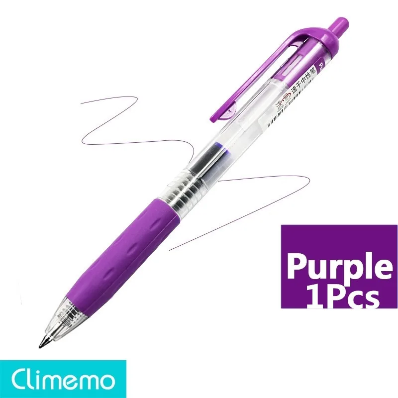 1Pcs Purple 0.5mm Gel Pens For School Office Supplies Kawaii Press Type Multicolor ballpoint pen Cute stationery Writing Store - Цвет: 1Pcs Purple