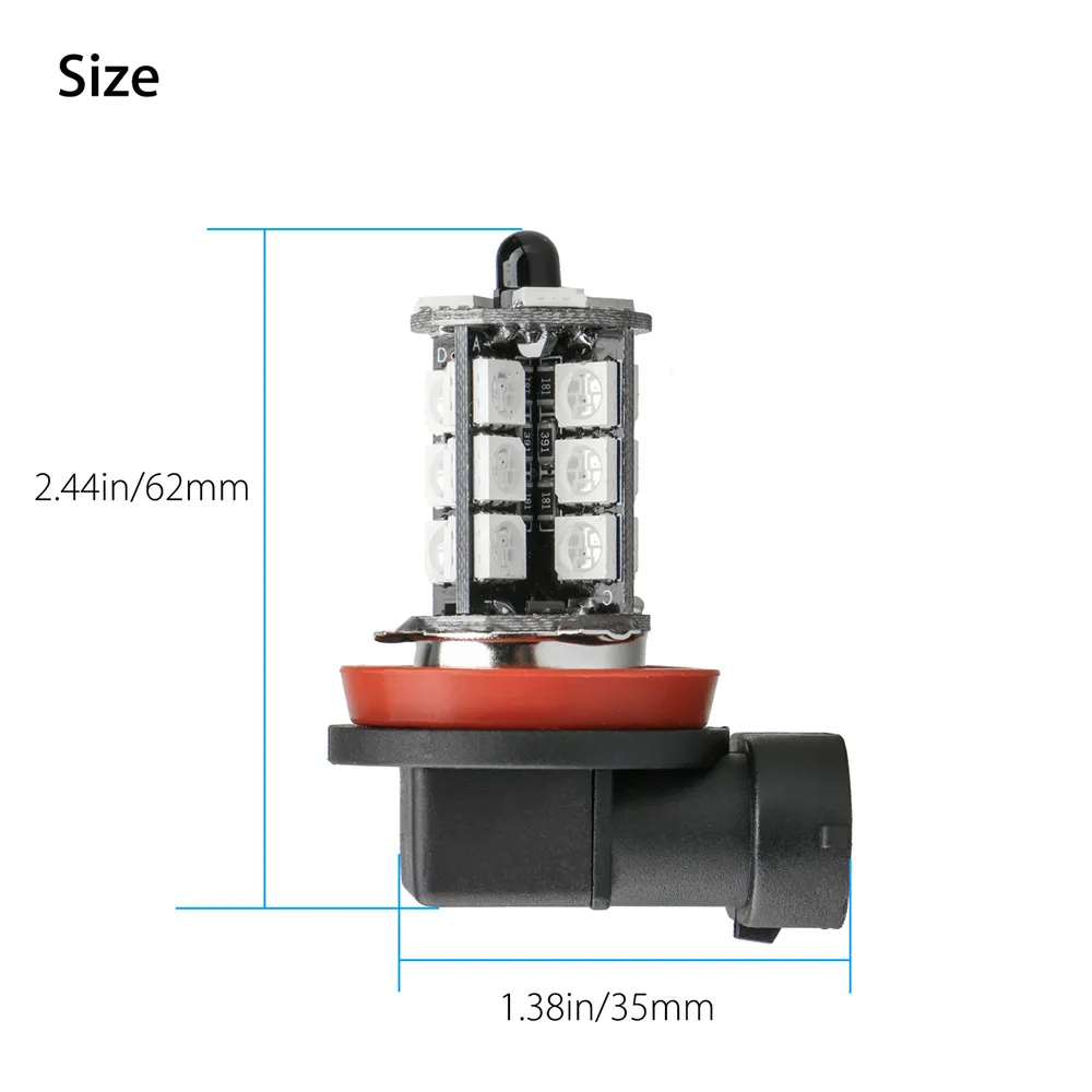 Кратор отражатели 2 шт мощностью 12V для 27SMD 5050 мульти-Цвет RGB светодиодный Противотуманные фары дальнего света ламп с пультом дистанционного управления(не включает в себя Батарея) H11/H8 H4 H16 5202