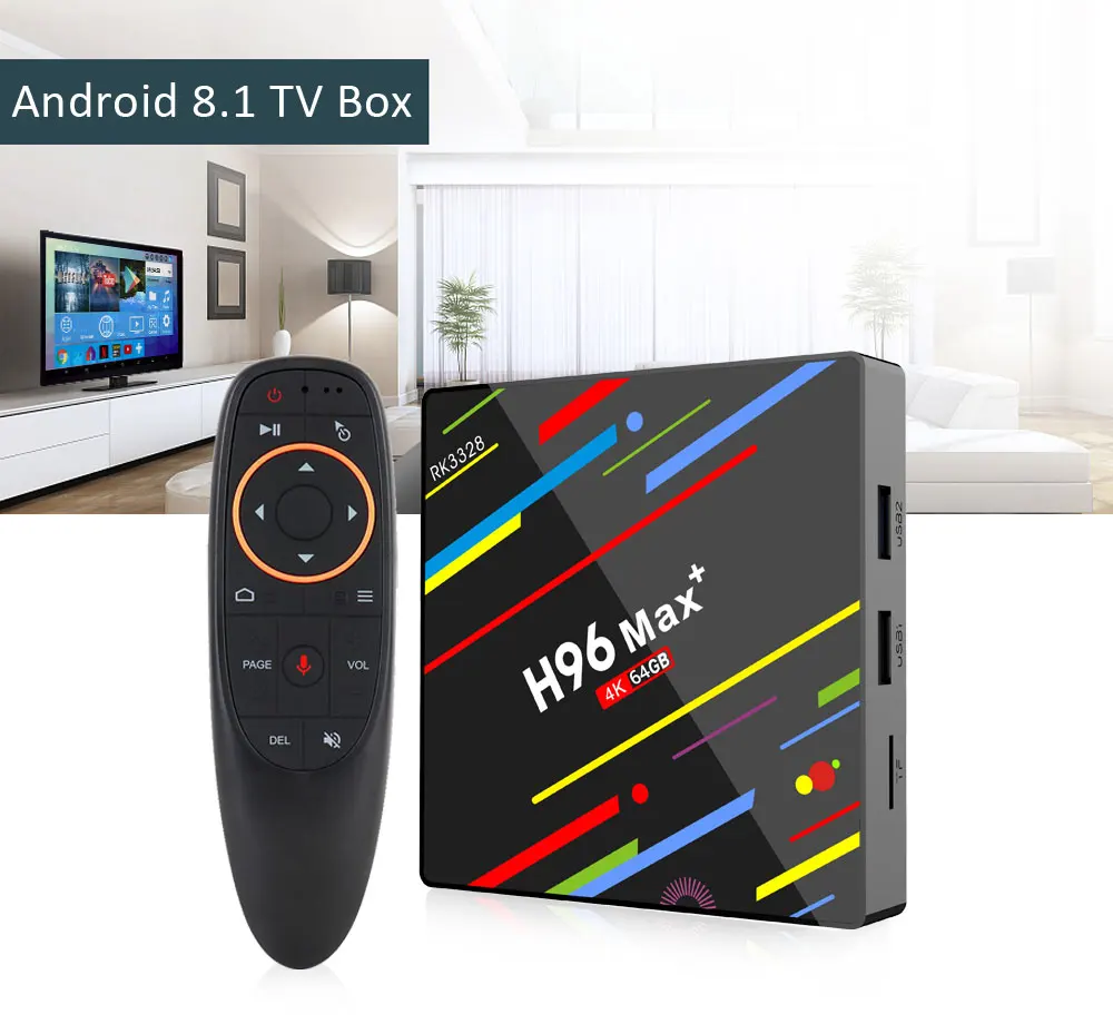 H96 Max Plus Android 8,1 ТВ-бокс RK3328 4 Гб 64 Гб 1080 p H.265 4 k 3D Google Youtube WiFi HDR10 Интеллектуальный Android tv Box H96