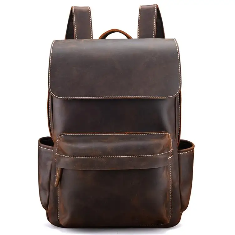 Dark Brown MAHEU Macbook рюкзак для ноутбука кожаный для мужчин мужской из мягкой коровьей кожи кожаные рюкзаки для путешествий Crazy Horse Модный популярный дизайн - Цвет: Dark Brown