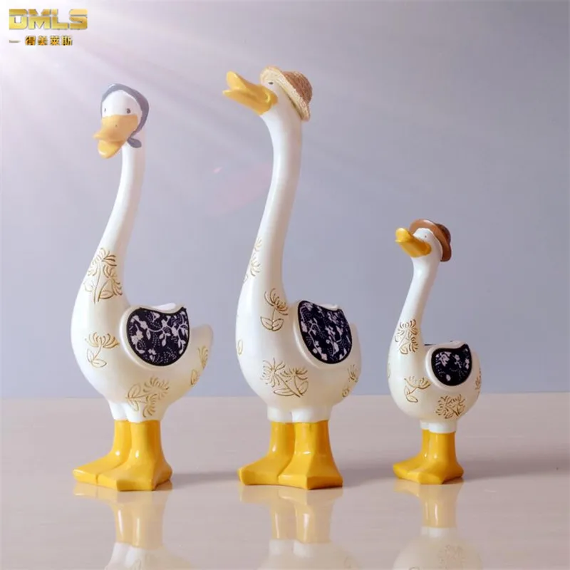 Фигурки семейных уток детская игрушка украшения из смолы Детская кукла декор для
