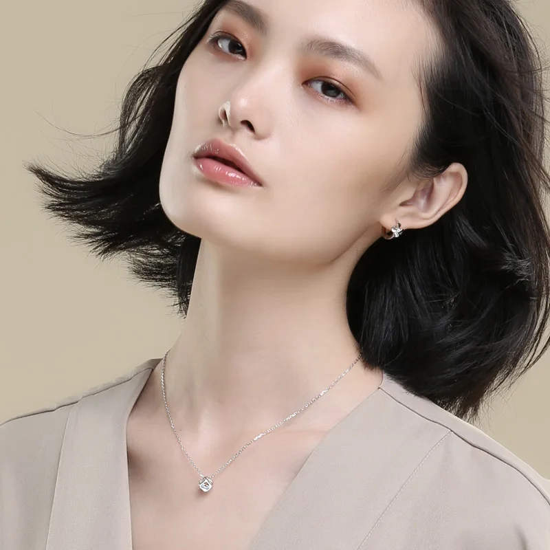 Silverage реальные 925 пробы Серебряные ожерелья площадь сердце Полые циркон внутри