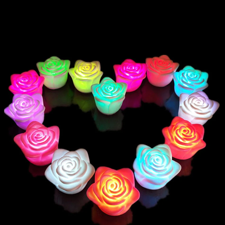 1 шт. розы Форма мерцающего светодио дный свет свечи с Батарея изменить Цвет для