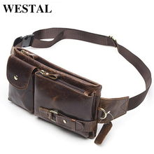 Bolsos Westal riñonera hombre bolso de cintura fanny hombres de la moda de cuero genuino de la bolsa...