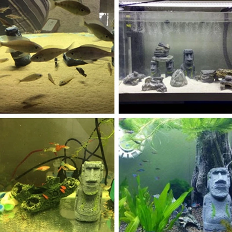 Смолы Искусственный аквариум статуя с острова Пасхи Украшения подводный