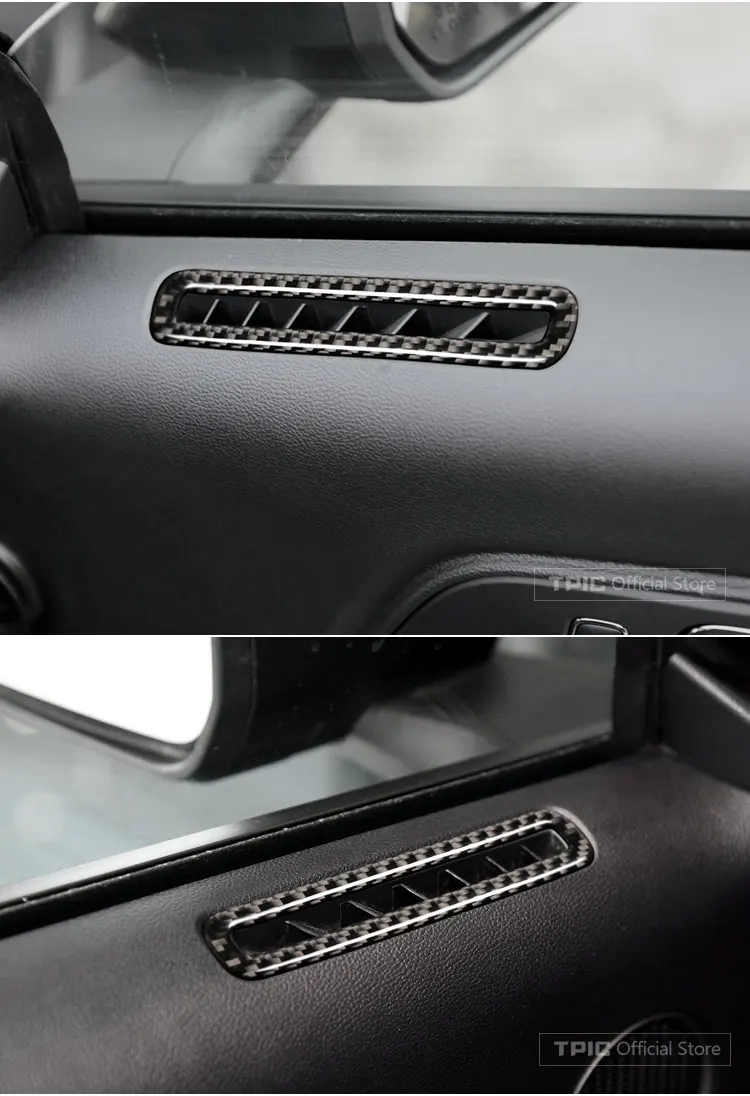 TPIC для Ford Mustang углеродное волокно двери автомобиля кондиционер выходное отверстие рельефная Накладка для отделки наклейка аксессуары для стайлинга автомобилей