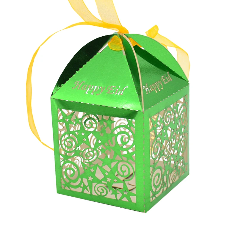 

50pcs laser cut Happy Eid wedding candy box custom laser cut favor boxes