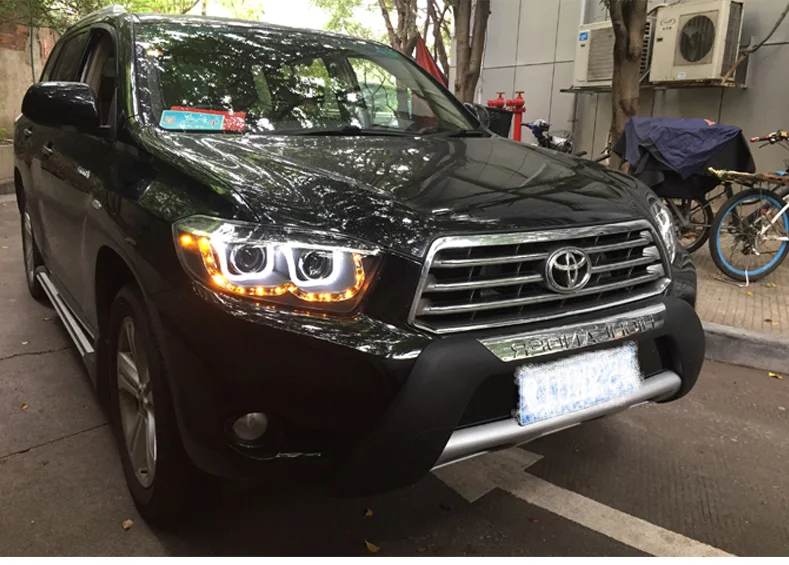 Автомобильный Стильный чехол для фары Toyota Highlander 2009-2011 светодиодный фонарь U angel eyes DRL H7 HID Xenon bi xenon lens