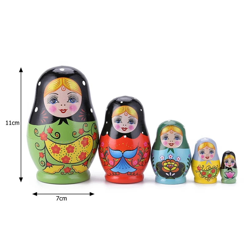 

5/6pcs Wood Russian Nesting Matryoshka Dolls Set Toys Decoration Ornament Gifts Wooden Toys Baby Crafted Doll Handmade Gifts