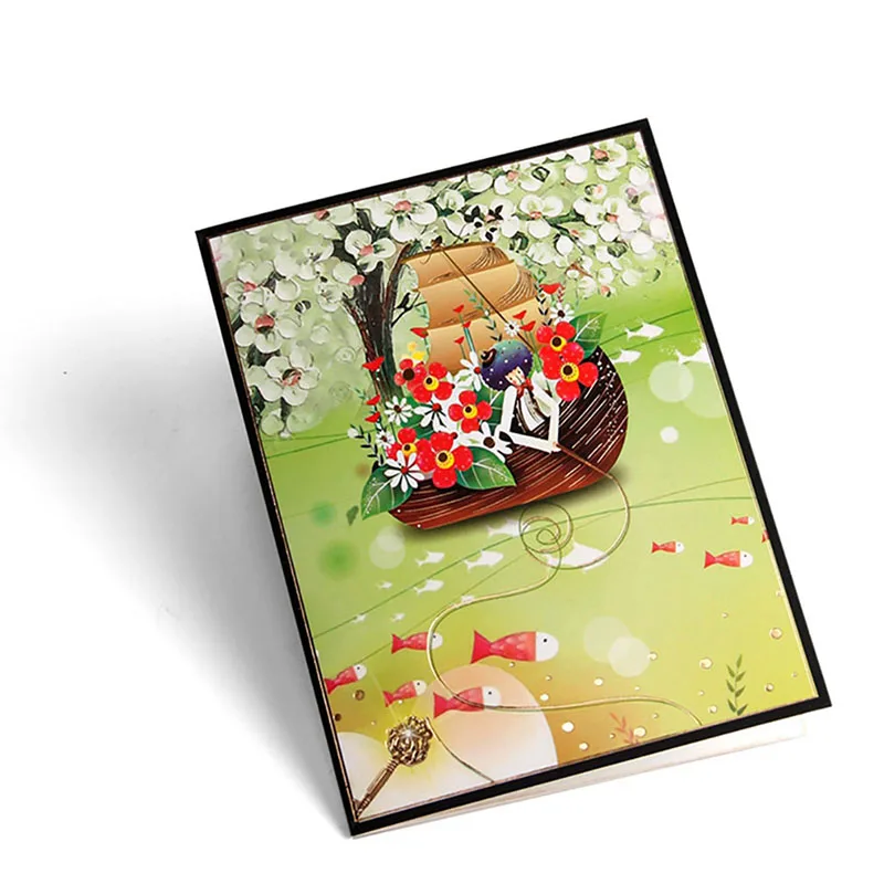 3D лазерная резка ручная работа красочное покрытие небесно голубая лодка