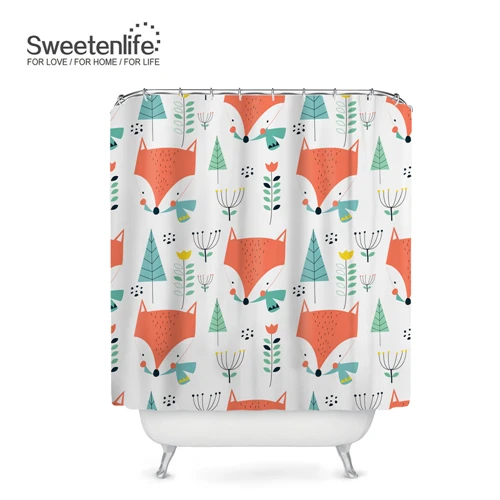 SL0199-L Sweetenlife 150x180 см Милая Лисичка занавеска для душа для ванной комнаты Полиэфирная Ткань Водонепроницаемая занавеска Европейский стиль занавеска для ванной - Цвет: SL0199-L