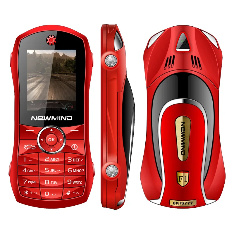 Мобильный телефон Mosthink Newmind F1+ в форме автомобиля с диагональю экрана 1,77 дюйма, двумя SIM-картами и универсальной моделью GSM-сотового телефона для пожилых людей.