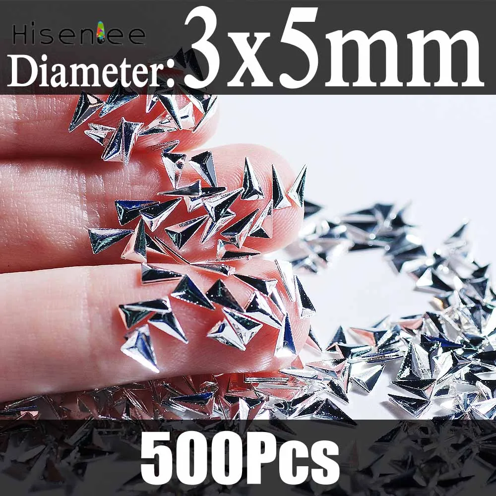 Long Triangle Корейская мода стиль Серебряный океан ракушка шаблон 3D дизайн ногтей, заклепка шпильки Морская звезда оболочка украшение с якорем панк дизайн аксессуар - Цвет: Long Triangle