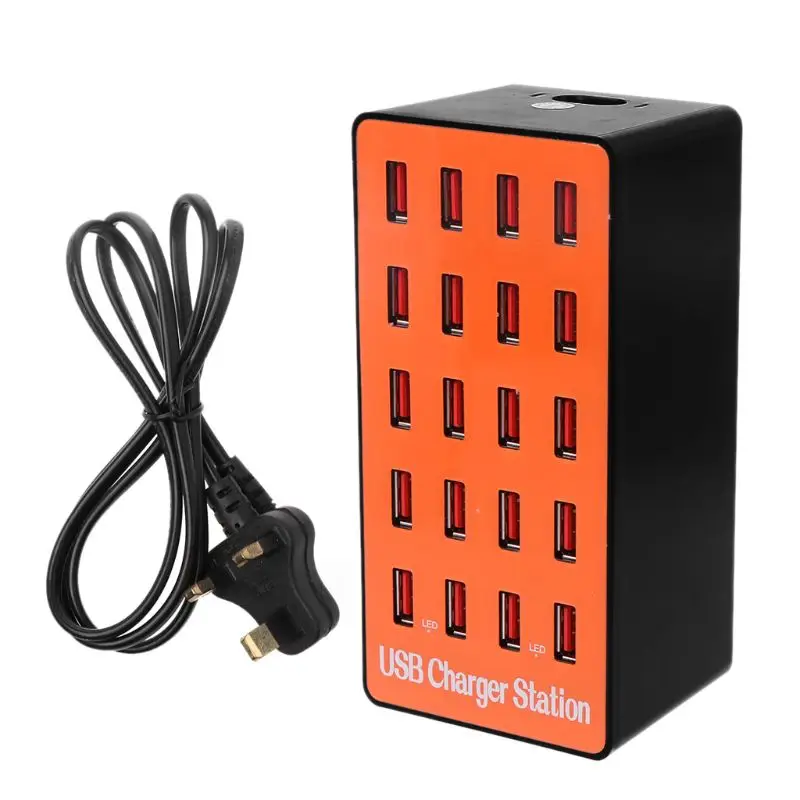 O-UK 20-Порты и разъёмы usb-хаб Зарядное устройство Мощность адаптер быстрой зарядки док-станция 100 Вт для Apple iPhone iPad samsung huawei Смартфон стол - Тип штекера: O-UK