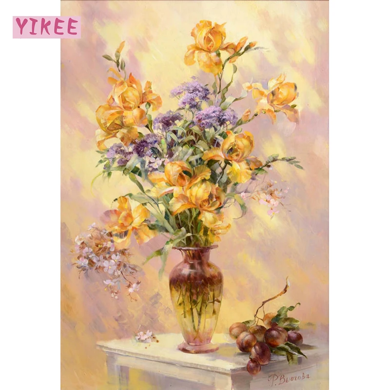 Набор для рисования по номерам на холсте Цветы в современном стиле | Дом и сад