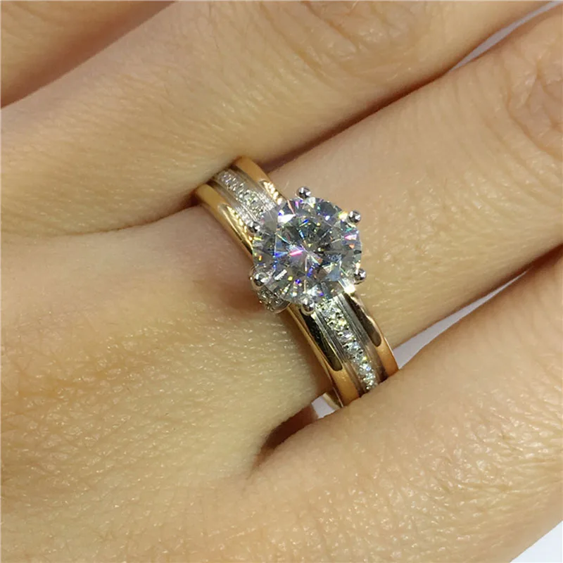 18K 750Au Золотое кольцо с муассанитом и бриллиантом, обручальное кольцо D цвета VVS с национальным сертификатом MO-H1030