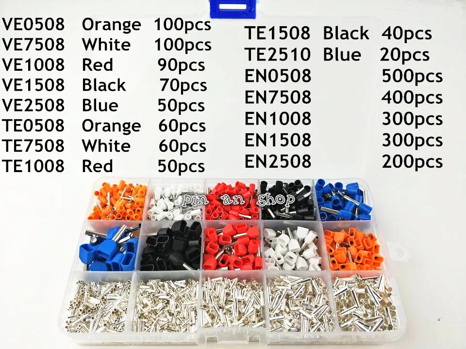 2340 шт./лот смешанные 15 моделей комплект двойных обжимных наконечников