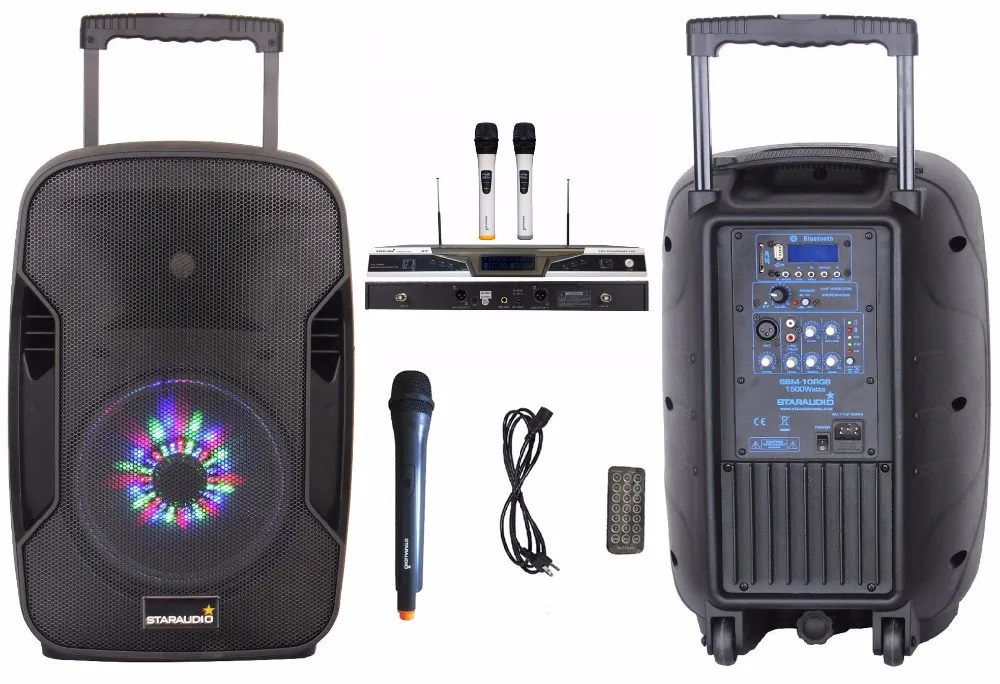 STARAUDIO 1500 Вт 10 &quotBT USB SD MP3 клубной сцене Динамик перезарядки Батарея PA DJ Pro Active W/