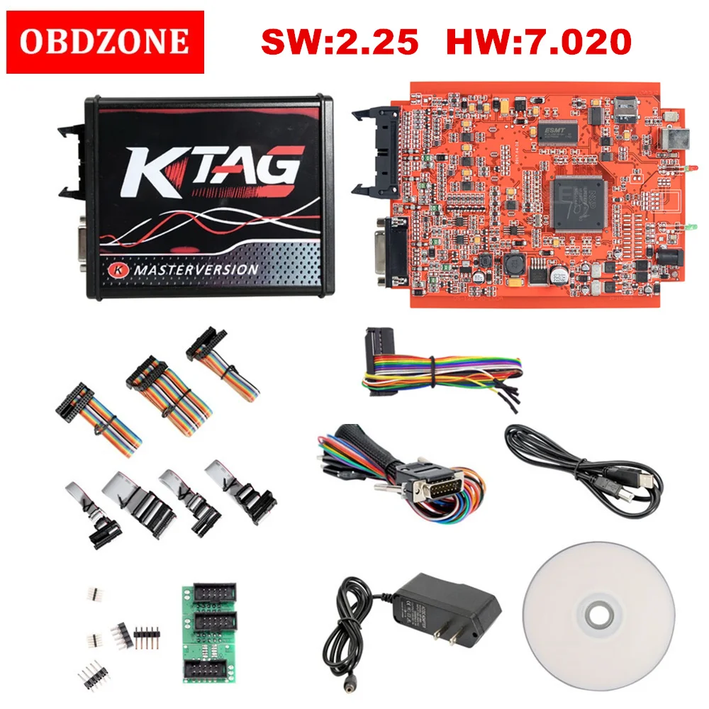 4 LED KTAG V7.020 ЕС онлайн версия V2.25 K TAG мастер с Красной печатной платой без