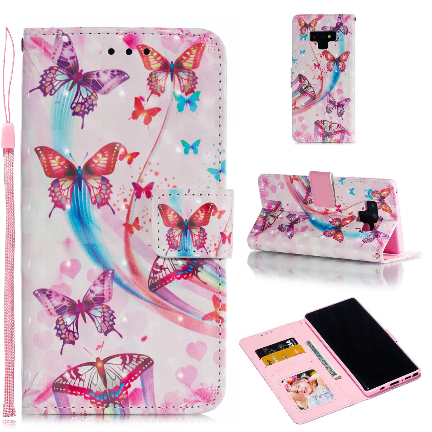 Чехол для samsung S8 S9 S10 Plus S10E S7 Edge Galaxy Note 8 9 A6 A8, кожаный чехол с откидной крышкой, кошелек с 3d узором, чехол Samsun Sansung