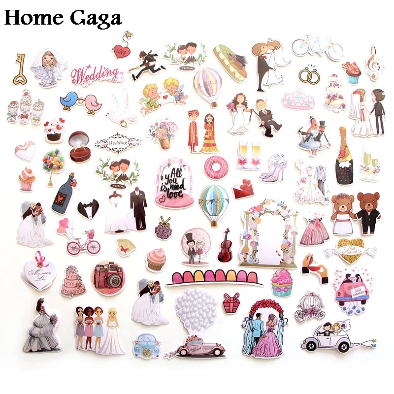 Homegaga 68 шт. Свадебная тема 90s принт домашний Декор настенный ноутбук багаж ноутбук велосипед Скрапбукинг альбом наклейка наклейки D1340