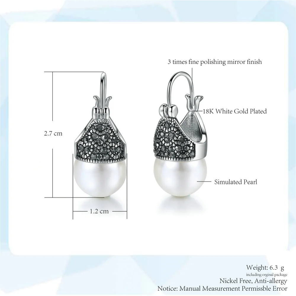 Женские винтажные серьги кольца Double Fair круглые в стиле ретро с жемчужинами