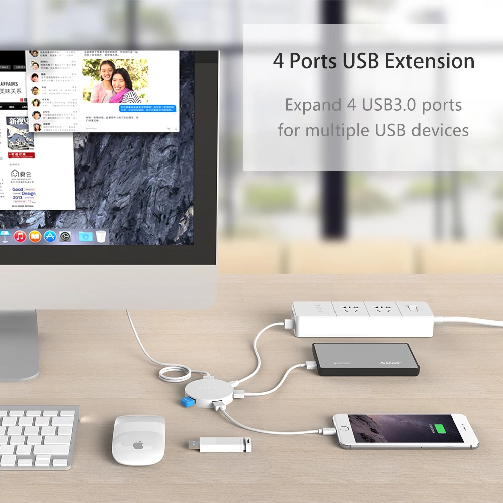 Высокоскоростной концентратор USB ORICO HA4U 4 портовый 3 0 OTG usb разветвитель со