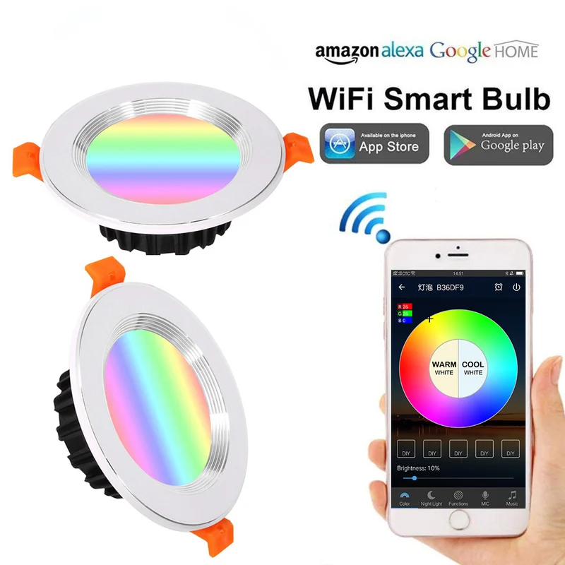 Умный домашний светильник RGB энергосберегающий затемнение многоцветный сцена света WiFi Пульт дистанционного голосового управления светодиодный лампочка с Alexa Google Home