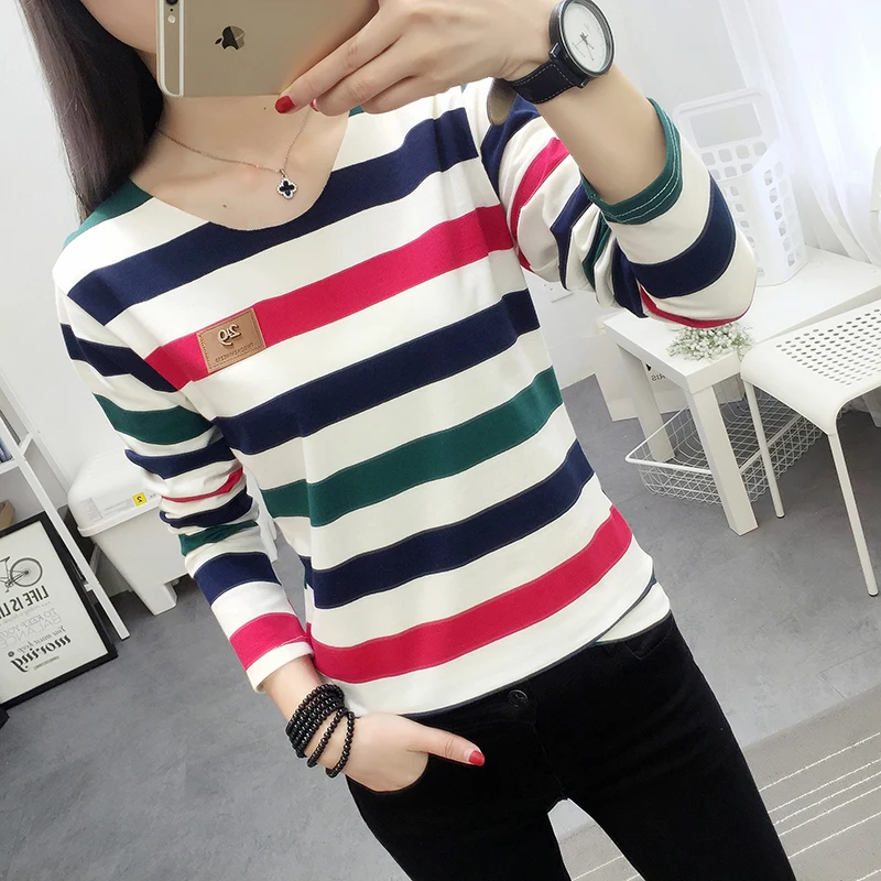 Специальное предложение корейская весенняя женская футболка модная с длинными