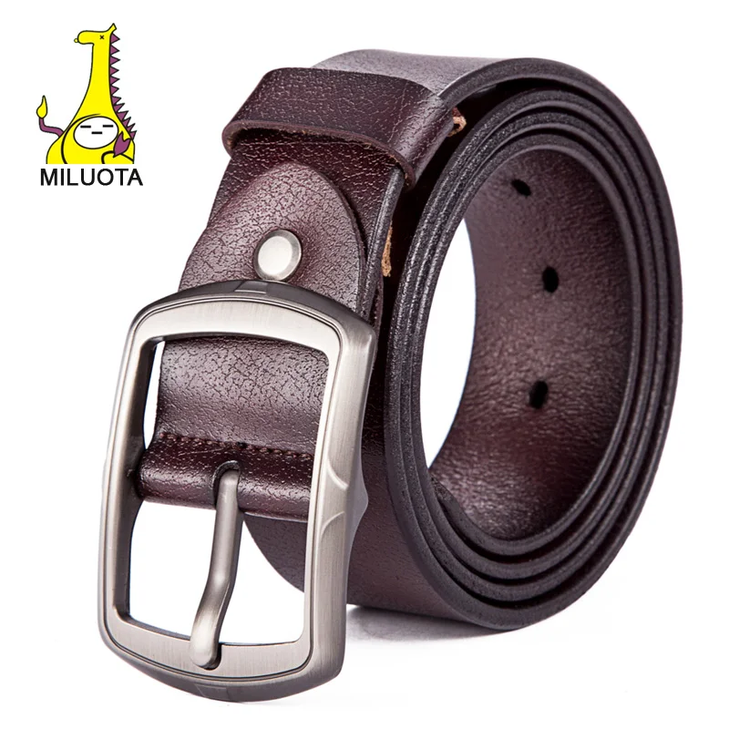 

[MILUOTA] 2018 Fashion men belt brand riem genuine leather belt men high quality pin buckle luxury belt cinturones hombre LW501