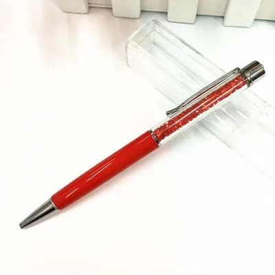 red logo Новинка, 1 шт., логотип на заказ, разноцветные стразы, шариковая ручка для пары, на день рождения, День Святого Валентина, гравированный подарок, милый инструмент для письма - Цвет: red logo