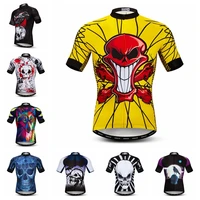 2019 weimostar cycling jersey mens bike jersey mountain road mtb bicycle shirts short sleeve maillot racing tops skull yellow