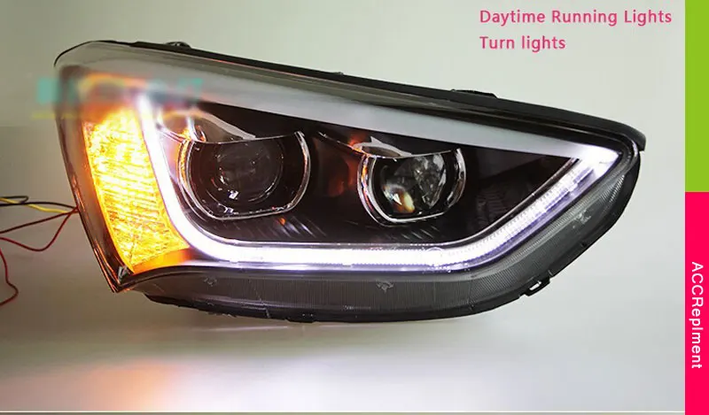 Авто. PRO 2013- для hyundai IX45 фары светодиодный головной фонарь противотуманная фара Биксеноновая линза светодиодный бар для hyundai Santafe DRL автостайлинг