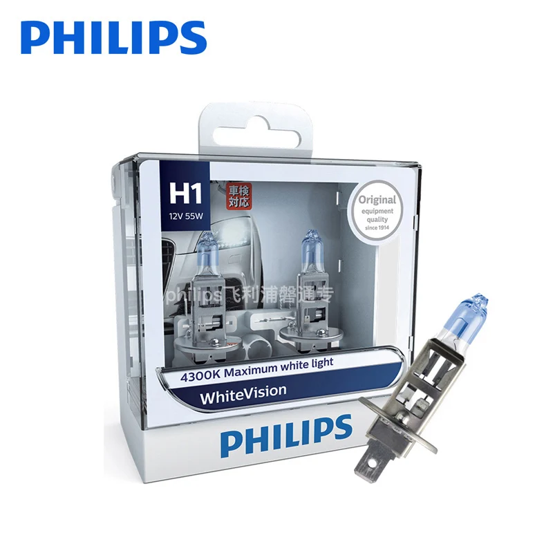 PHILIPS автомобилей галогенные лампы H4 H7 галогенная лампа H1 H3 Авто 12 В 4300 К 55 1100LM
