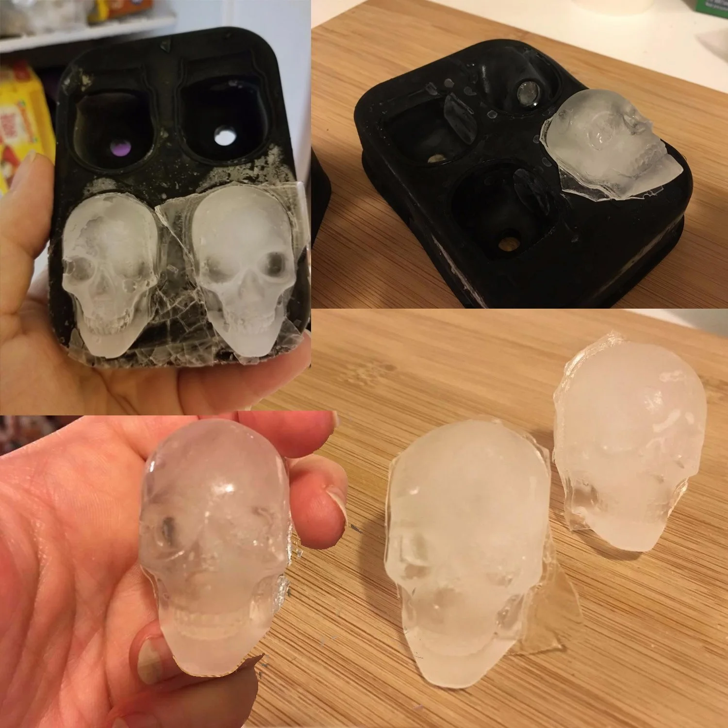 Behogar 4 слота форма черепа 3D лоток для льда Силиконовые формы кубиков Форма
