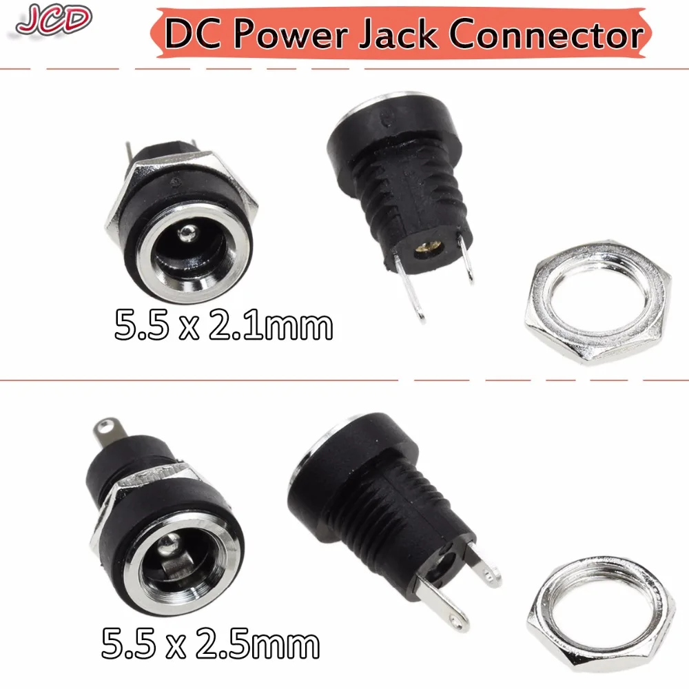 JCD Новый DC 5 5*2 1 мм/5 мм разъем 5A 30 В Блок питания Женский Панель Крепление Разъем 2