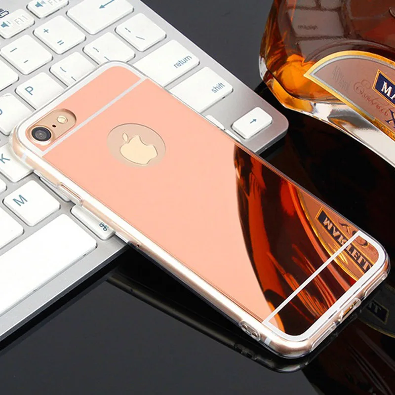 Модный Роскошный мягкий чехол-накладка для iphone 8 Plus 5, 5S, SE, 6, 6 S, 7 Plus, зеркальный чехол, защитный чехол для телефона, Золотая Роза, перчатка - Цвет: Rosegold
