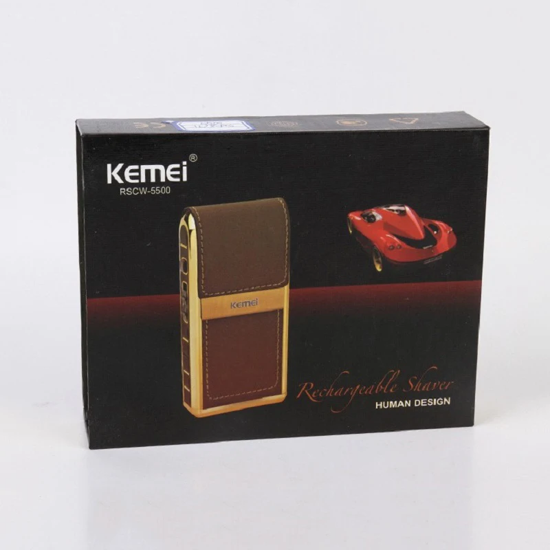 Мужская электробритва Kemei KM 5600 винтажная аккумуляторная бритва с кожаной