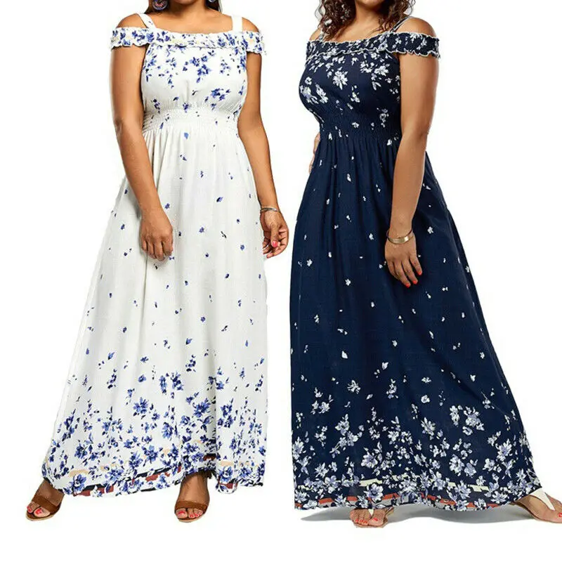 

Women Plus Size Bohemian Boho Dress Long Party Maxi Floral Casual Summer