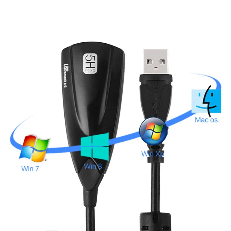 Usb звуковая карта 7 1 адаптер 5HV2 3D Аудио гарнитура микрофон 3 5 мм для портативных ПК