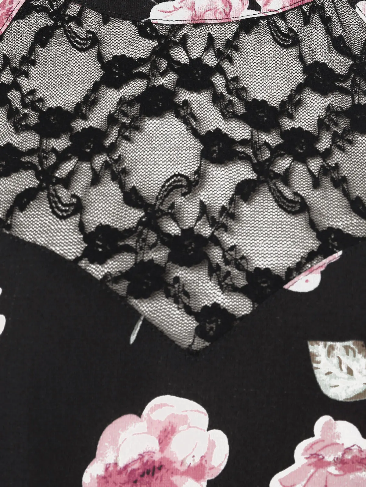 Женская майка с цветочным принтом и кружевом большого размера|Майки| |