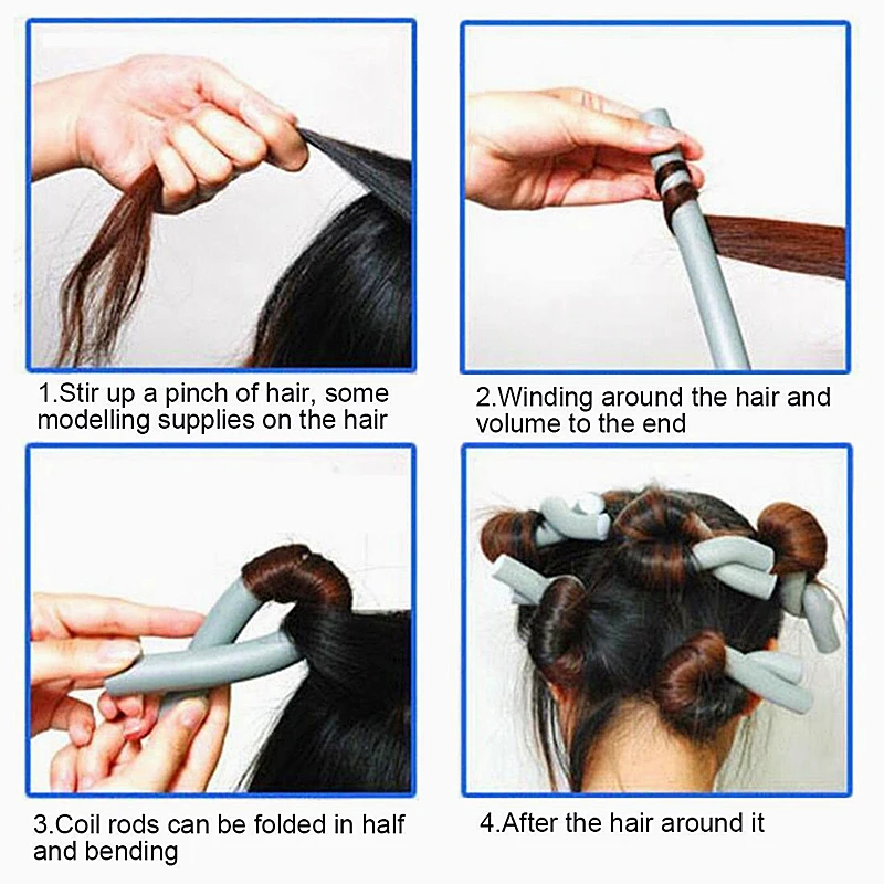 Палочки для завивки волос длина 24 см 10 шт./лот|hair curler spiral|bendy hair rollersflexi rods |