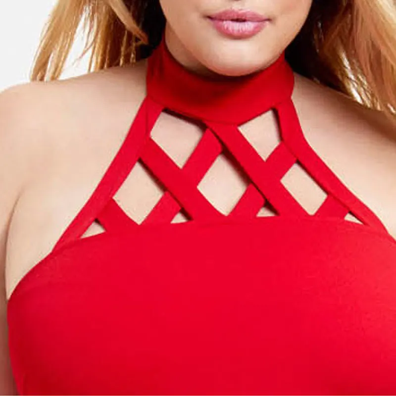 RICHIETRADE Backless Hollow Out Bandage Dress Halter Neck Sexy Slim Women European Style 2017 New Fashion Summer Dresses | Женская