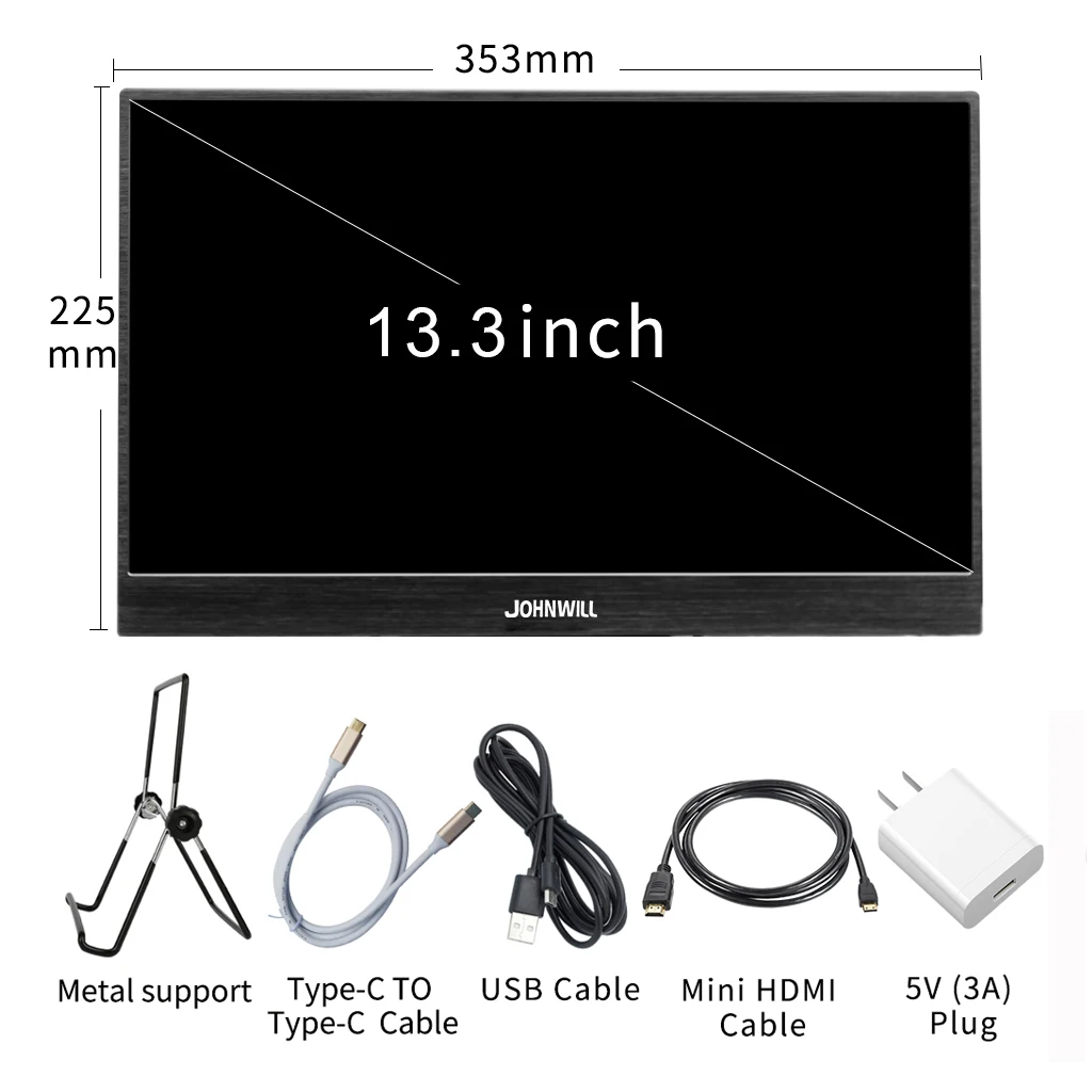 133-4K-Metal bracket 4K 13,3 дюймовый монитор портативный HDMI lcd DP наушники DP USB с запасом для мобильного телефона 3 мм тонкий для Mac/PC/Smartphone/PS4 - Цвет: 133-4K-Metal bracket