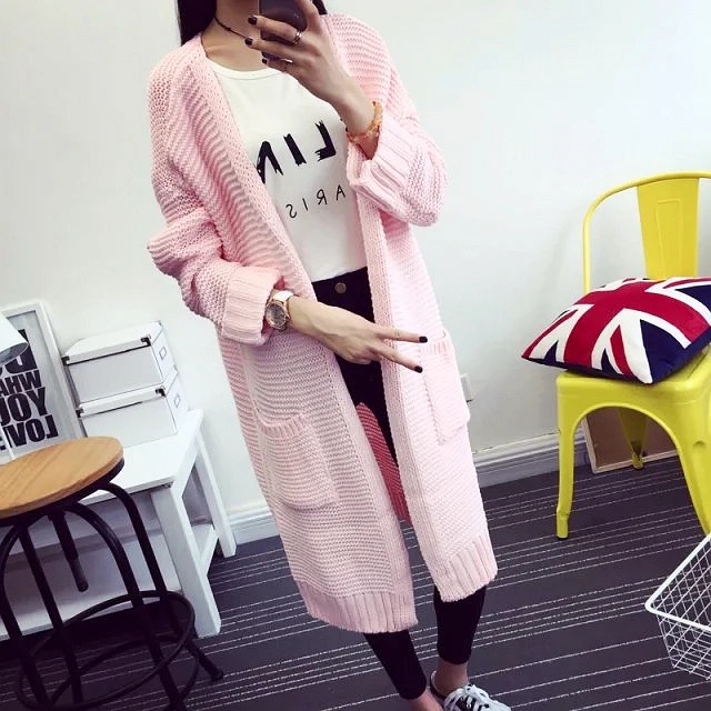 cardigan 2019 Korean Style Fashion Women Long Sweaters Cardigan Autumn Winter Casual Sleeve Knitted Coat